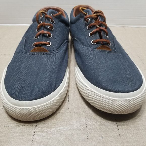 Polo Ralph Lauren Vaughn Shoes Men Size 10.5 D Blue Canvas Lace Up Sneakers - Picture 5 of 15
